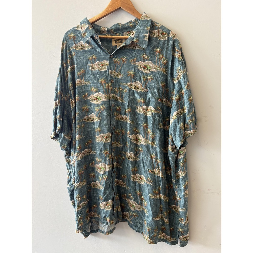 The Foundry Supply Co Shirt Mens 4XL Blue Hawaiian Short Sleeve Button Up Casual
